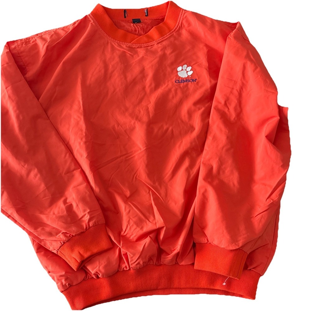 Mens Clemson Tigers Pullover Windbreaker Jacket M has pockets v-neck